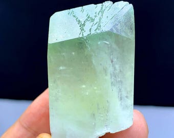 Cristal d'hiddenite verte et de kunzite, pierre précieuse brute afghane (58 g)