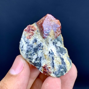 Red Zircon on Matrix, Natural Zircon Crystal, Zircon Specimen from Pakistan - 60 gram