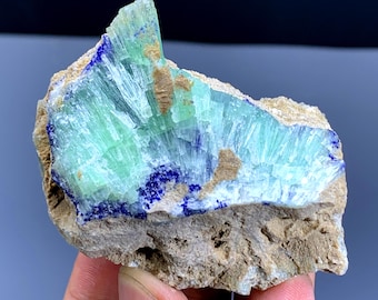 Aragonite with Blue Azurite Specimen, Crystal Collecting, Aragonite from Afghanistan - 79 gram