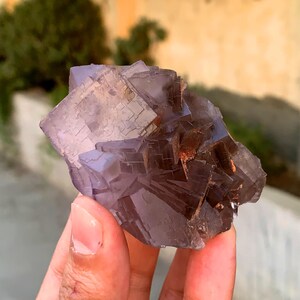 Purple Phantom Fluorite Specimen: Raw Mineral from Baluchistan, Pakistan (195 grams)