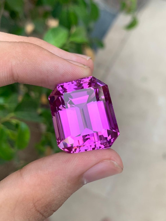 Natural Deep Pink Kunzite Gemstone: Emerald Cut, Afghanistan Origin