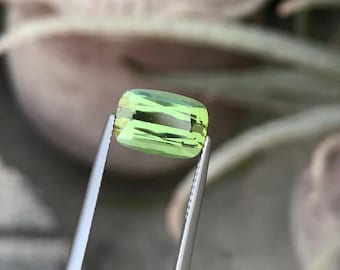 Lime Green Tourmaline Gemstone: 4.95 CT Cushion Cut, Afghanistan
