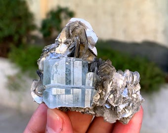 Sky Blue Aquamarine Crystal on Muscovite Mica - Nagar Valley, Pakistan