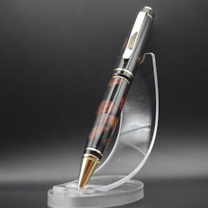Rustic Afzelia Burl Big Cigar Pen hybrid w/ Black Resin - Gift for him