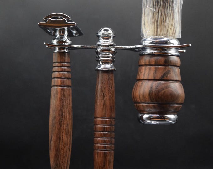 Wenge shaving kit with badger brush