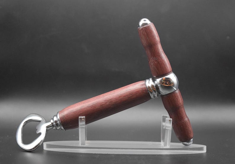 Purpleheart Bottle Opener and Corkscrew