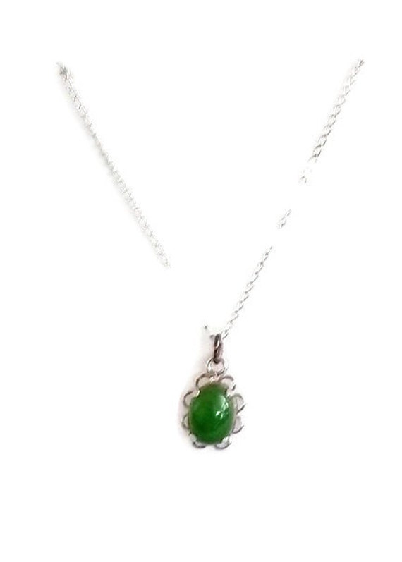 JADE Necklace w/ Sterling Silver 9” Chain