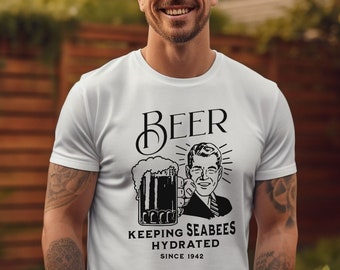 Seabee Veteran Beer Graphic Tee, Unisex Military T-Shirt