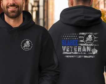 Unisex Seabee Veteran Hoodie, Military Graphic Pullover