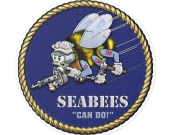 Seabee Veteran Vinyl Decal, Military Vehicle Accessory