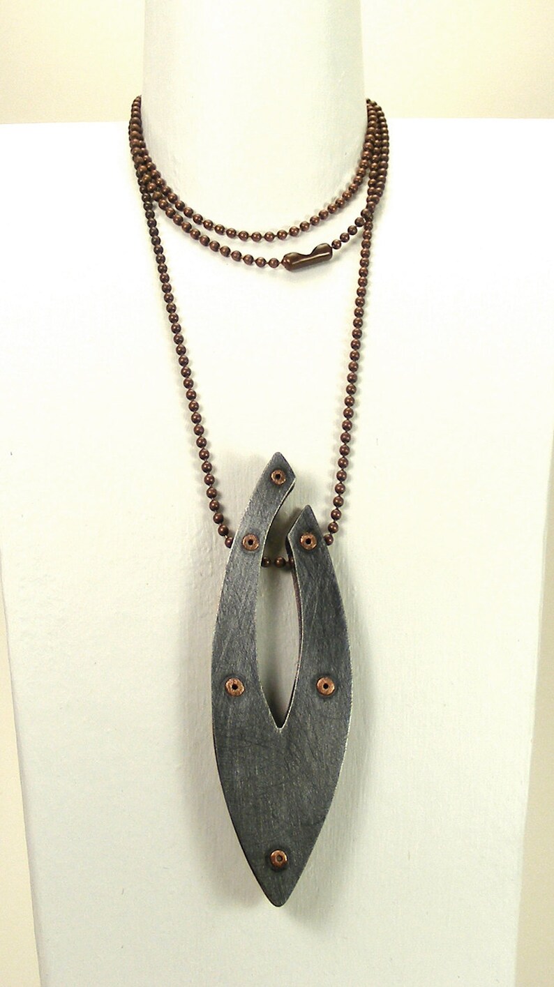Oxidized Steel and Oxidized Copper Riveted Pendant Necklace Etsy