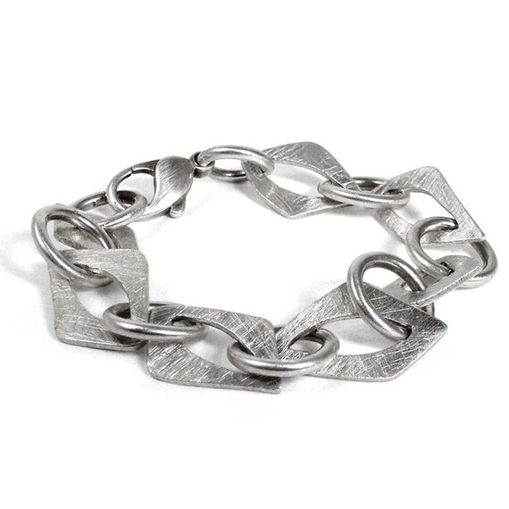 Sterling Silver Organic Link Bracelet Intuition | Etsy