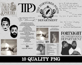 The Tortured Poets Department Bundle PNG, All's Fair In Love and Poetry, Fortnight, TTPD New Album, Taylor Malone, Instant Digital Download
