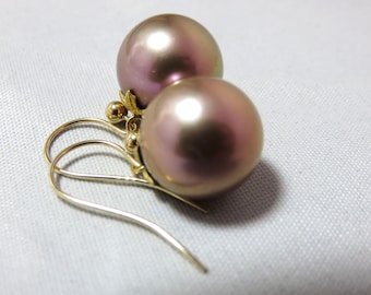 SALE 25 % OFF Natural Large Edison Pearls High Luster Color Pearls,14/18K Yellow Gold Pins,Bead Flower Caps & Earring Hooks w/ 3mm Ball head