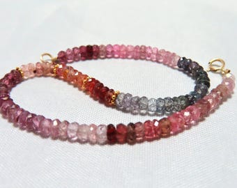 SALE 25 % OFF Natural Multi Spinel 3.5mm Faceted Beads and 14K/18K Solid Yellow Gold Bracelet