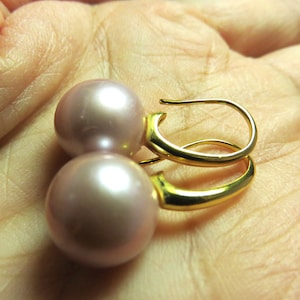 SALE 30 % OFF Natural Pink Edison Pearl and 18K Yellow Gold Cover Sterling Silver Earring Hooks