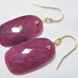 SALE 30% OFF Natural Ruby Rose Cut Gemstone, and 14K/22K Solid Yellow Gold Earrings