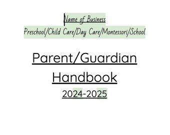 Editable Parent Handbook: Child Care, Preschool & Montessori (Digital Download)