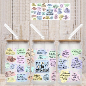 UV DTF My daily bible affrimation Faith Lord God Christ Jesus bible 16oz Cup Wrap | Ready To Apply | No Heat Needed | Waterproof #303