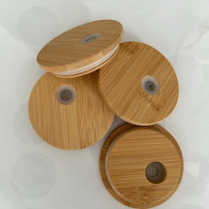 tapas de bambú para vasos de vidrio