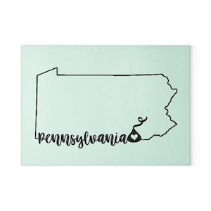 State Cutting Board, Kitchen Decor, Foodie Gift, USA State Shapes, Glass Serving Tray