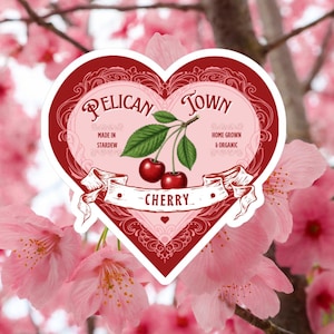 Stardew Valley Sticker Merch, Kiss-Cut Sticker, cherry sticker, cozy gamer gift, stardew valley cherry sticker, gamer girlfriend gift