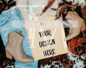 Western Mockup, Cowgirl Mock-Up, Comfort Colors 1717 Banana Mockup, Oversized Mock-up, Concert Shirt Mockup, Western Shirt Mockup