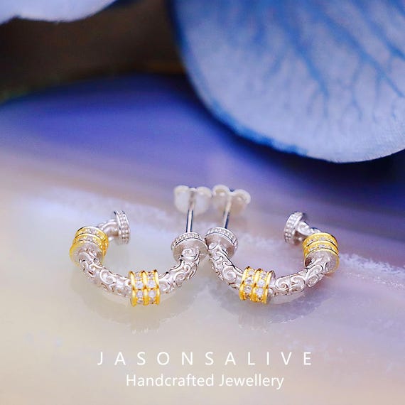 Buy S925 Sterling Silver Engraved Pattern With Diamond Accent