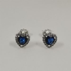 pandora blue heart stud earrings s925 sterling silver