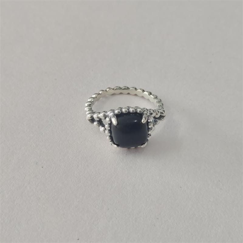 Crystal Ring Black Vibrant Spirit Ring Pandora Black Stone Ring
