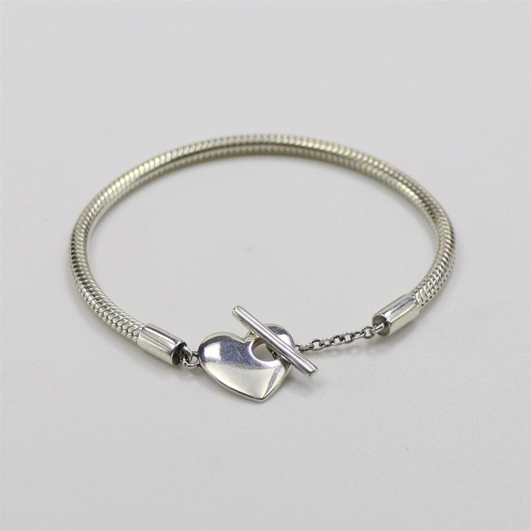 2021 Pandora Moments Heart T-bar Snake Chain Charm Bracelet