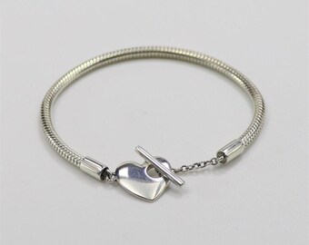 Pandora Moments Heart T-bar Snake Chain Charm Bracelet - Etsy