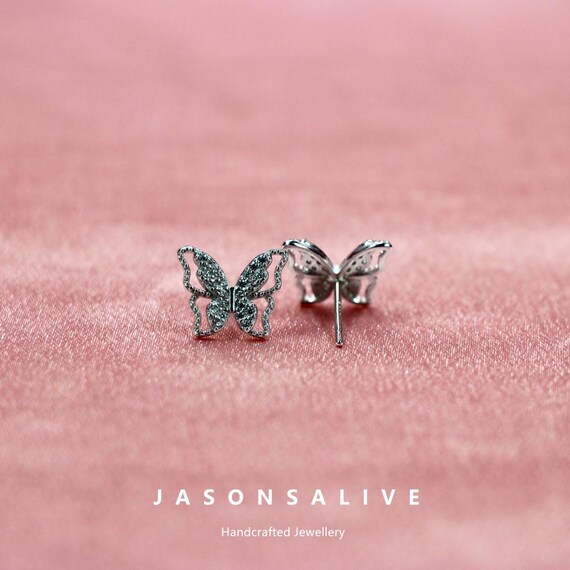 Collier Et Boucles D'Oreilles Papillon Argent Sterling Avec Cristal - Cadeau Élégant Femme Fille