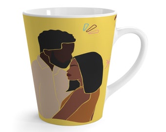 Black Love Latte Mug couple romantic special relationship morning cappuccino commitment drinkware home kitchen emotional inspiring positive