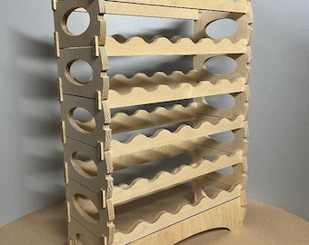 Arquivo de corte DXF para porta-vinhos CNC ou laser para compensado de 0,71 polegadas