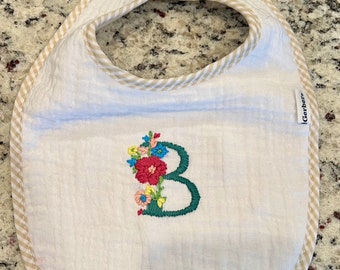 Hand embroidered baby bib