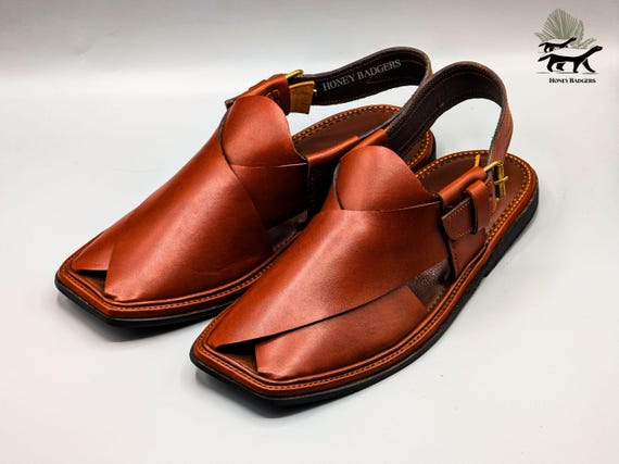 Brown Handmade Peshawari Chappal Men Sandals Charsadda - Etsy display picture 2