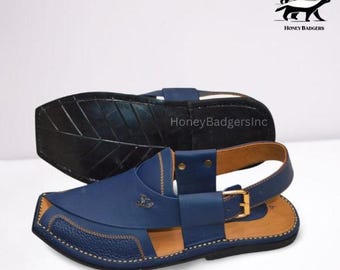 Handmade Leather Peshawari Chappal Sandals, Double Sole