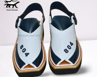 Leather Peshawari Chappal Sandals, Traditional Pakistani Footwear