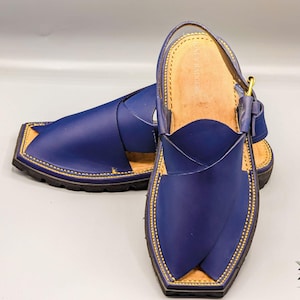 Navy Blue Handmade Peshawari Chappal Men Sandals Charsadda