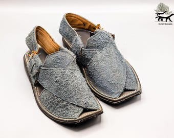 Handmade Peshawari Chappal in Grey for Men Sandals