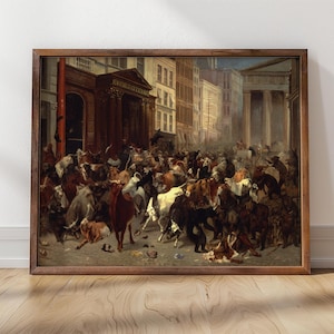 Tjurar och björnar på marknaden | Inramat tryck | William Beard, 1879 | Kontorsinredning, Wall Street, Gåva till chefen, Pengatryck, Aktiemarknad
