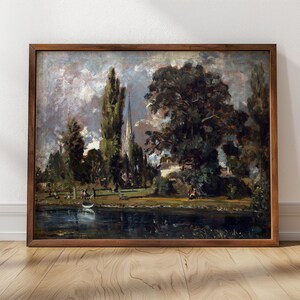 John Constable, Kathedrale von Salisbury von River Avon (1820) | Kirche Kunstdruck, Wolkenmalerei, Cottage Dekor, UK Kunst gerahmt