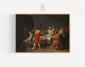 Muerte de Sócrates, Jacques David (1787) / Arte filosófico, Grabado griego, Decoración griega, Grabado filosófico, Arte de Sócrates / Grabado de galería