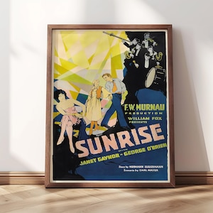 Sunrise, A Song of Two Humans Movie Poster, 1927 | Framed Print | Academy Award, Silent Film Poster, FW Murnau