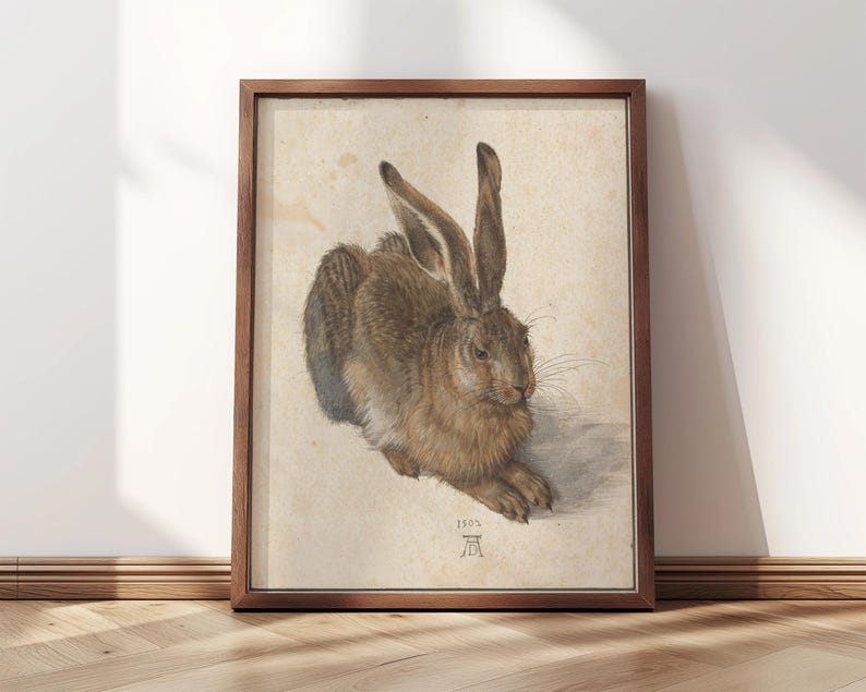Hare | Framed Print | Albrecht Dürer, 1502 | Vintage Animal Print, Rabbit Illustration, Renaissance Illustration