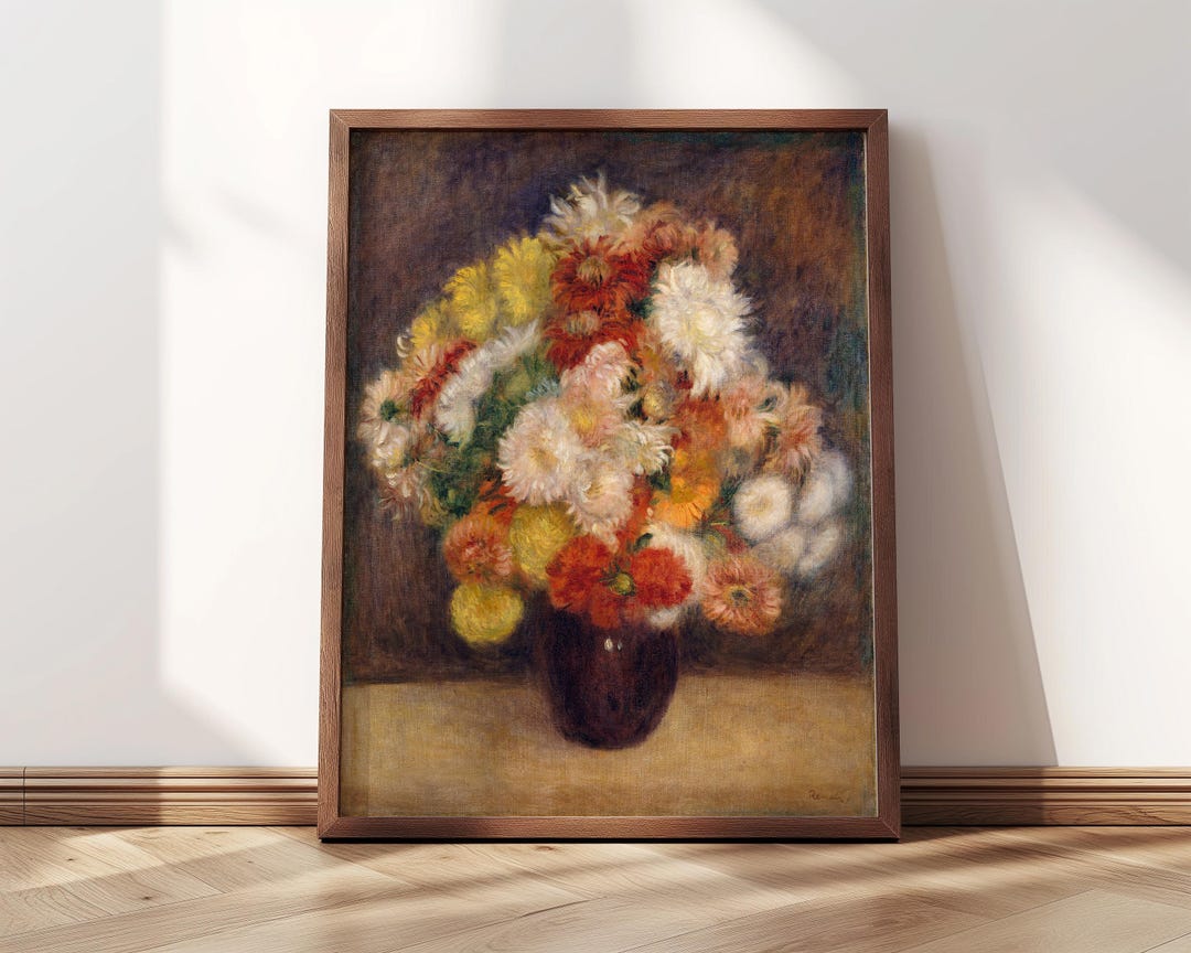 菊の花束 | 額入りプリント | オーギュスト・ルノワール、1881年 | 花
