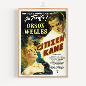 Citizen Kane Movie Poster, 1941 | Vintage Film Poster, Retro Film Art, Film Noir Poster, Orson Welles | Gallery Print