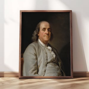 Benjamin Franklin |  Framed Print | Joseph Duplessis, 1785 | Ben Franklin, Founding Father, American Revolution, Office Art