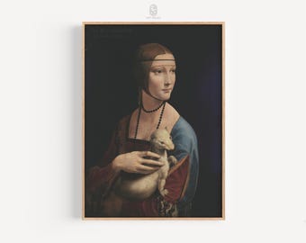 ダ・ヴィンチの「白貂を抱く女性」アートプリント：ファインアートの壁